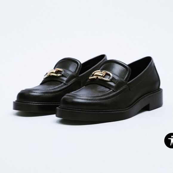 ZARA leather loafers with metal buckle - Picture 3 of 7